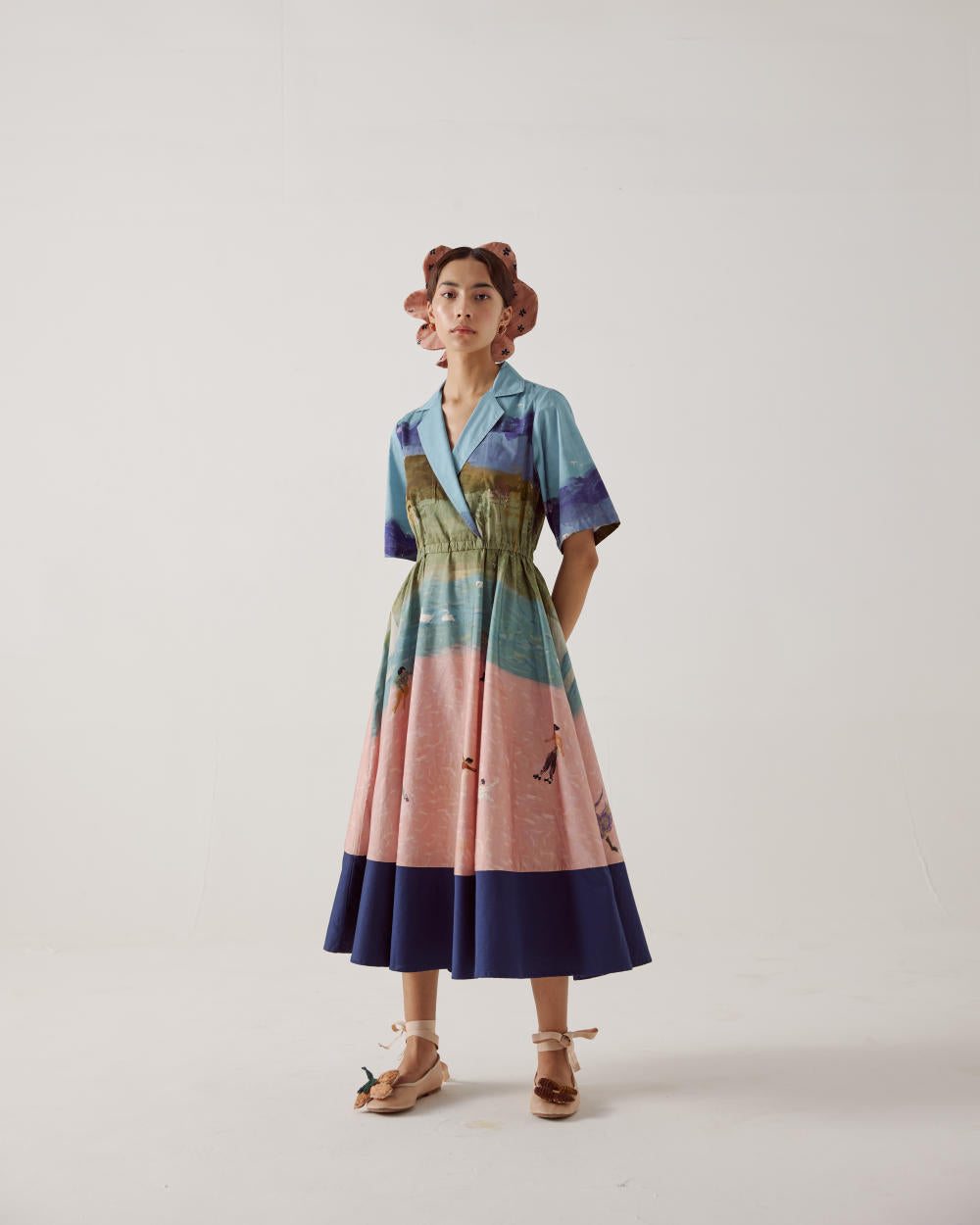 Print Blocked Dress-Skater