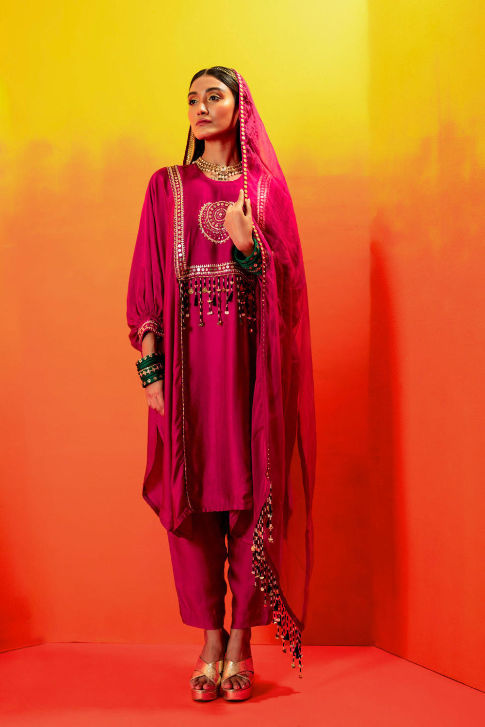 Tara Pink AntiFit Kurta with Pant and Dupatta