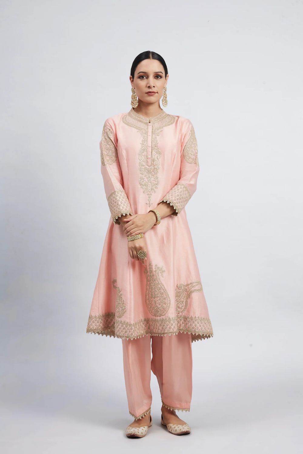 Rabhya A-line short kurta with salwar and dupatta
