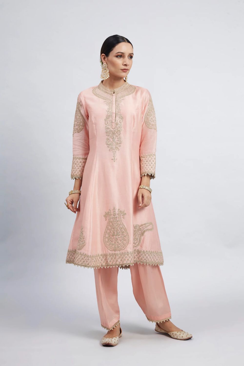 Rabhya A-line short kurta with salwar and dupatta