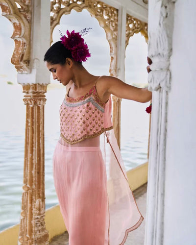 GUL NUDE PINK ORGANZA KURTA SET
