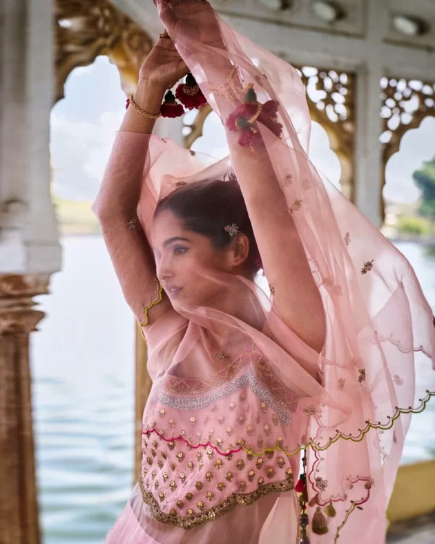 GUL NUDE PINK ORGANZA KURTA SET
