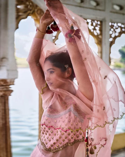 GUL NUDE PINK ORGANZA KURTA SET