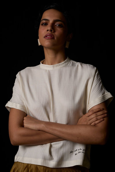 Rayya Off White Silk Top