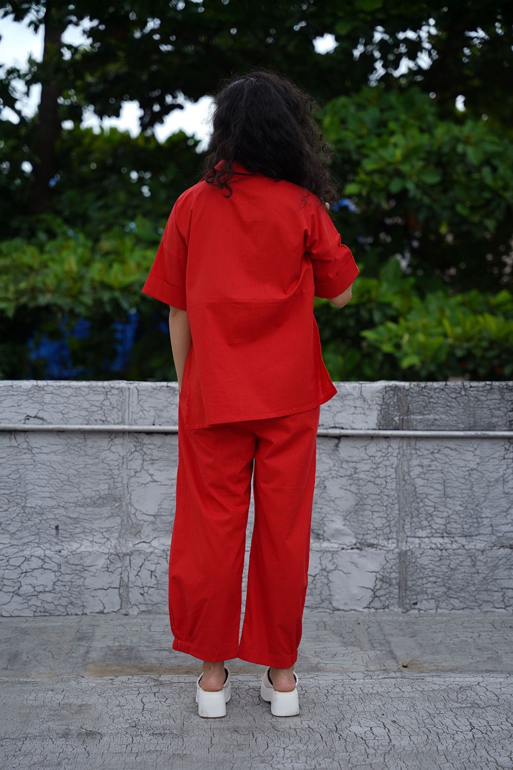 Red Ekin Shirt & Hera Cotton Co-Ord Set (2 PCS)