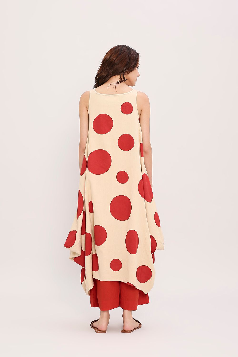 Red Hand Block Printed Polka Vari Co-ord Set (2 PCS)