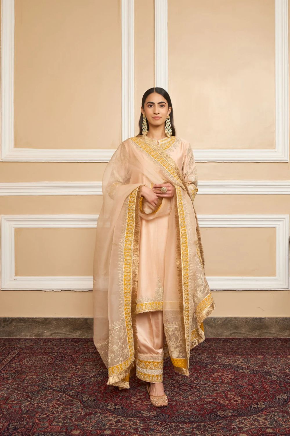 Resham Straight kurta with salwar and dupatta-Rosepink