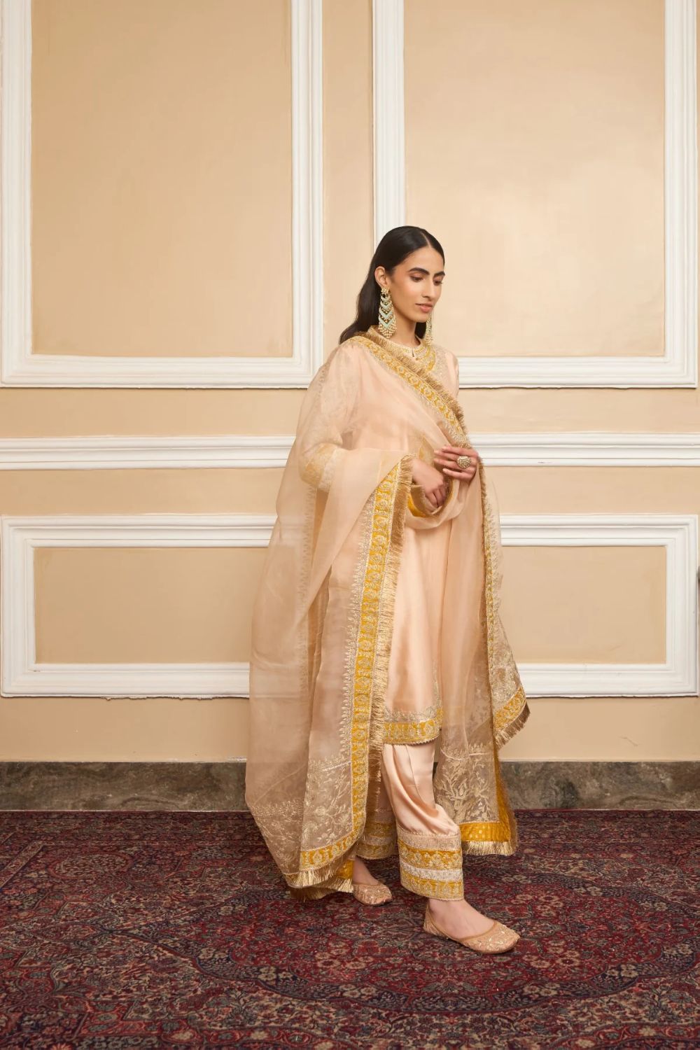 Resham Straight kurta with salwar and dupatta-Rosepink