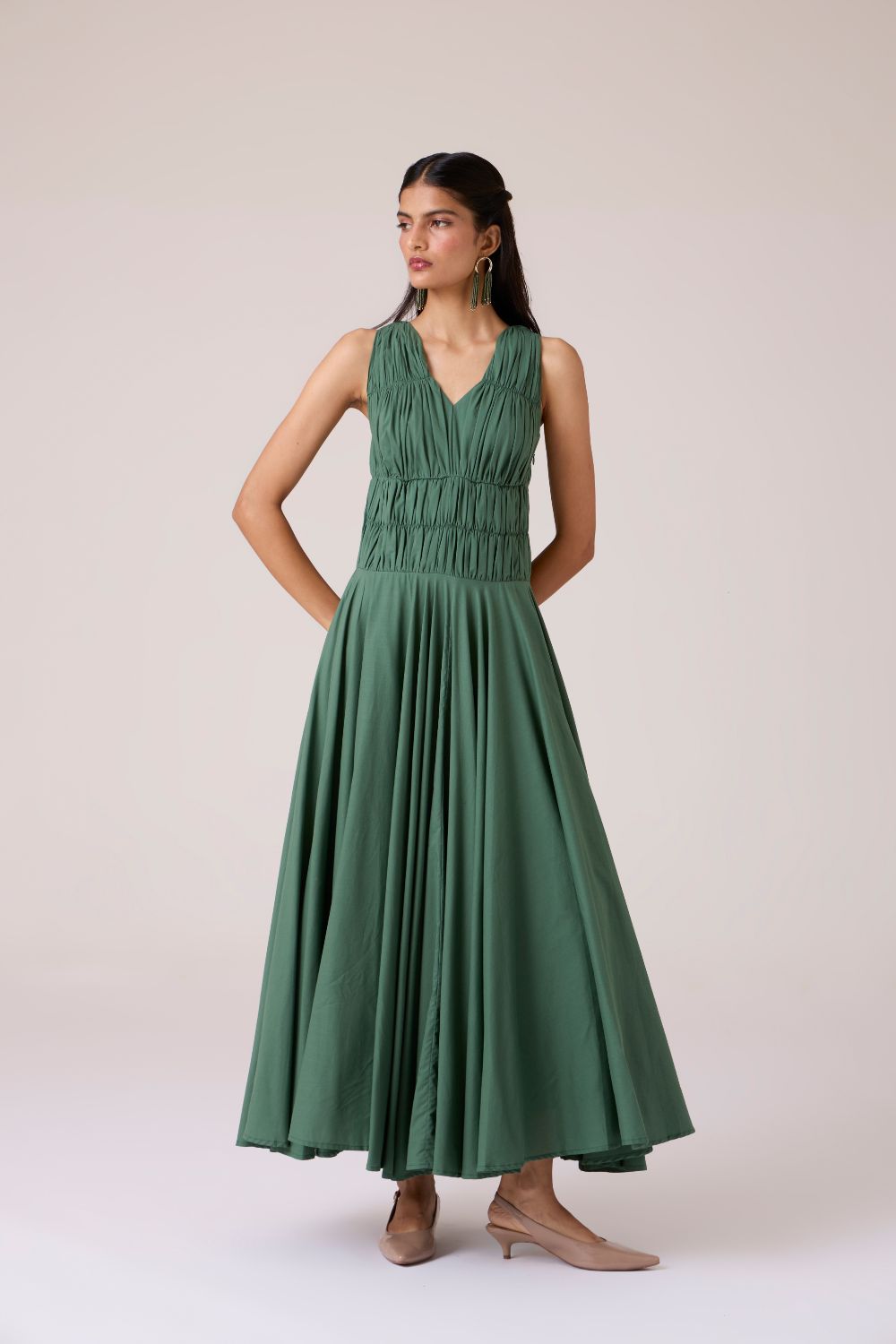 Rhea Green Halter Dress