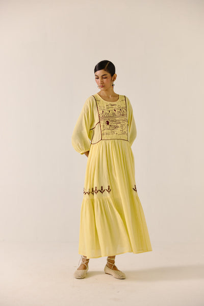 River Dress-Butter Yellow duck Emb