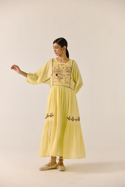 River Dress-Butter Yellow duck Emb