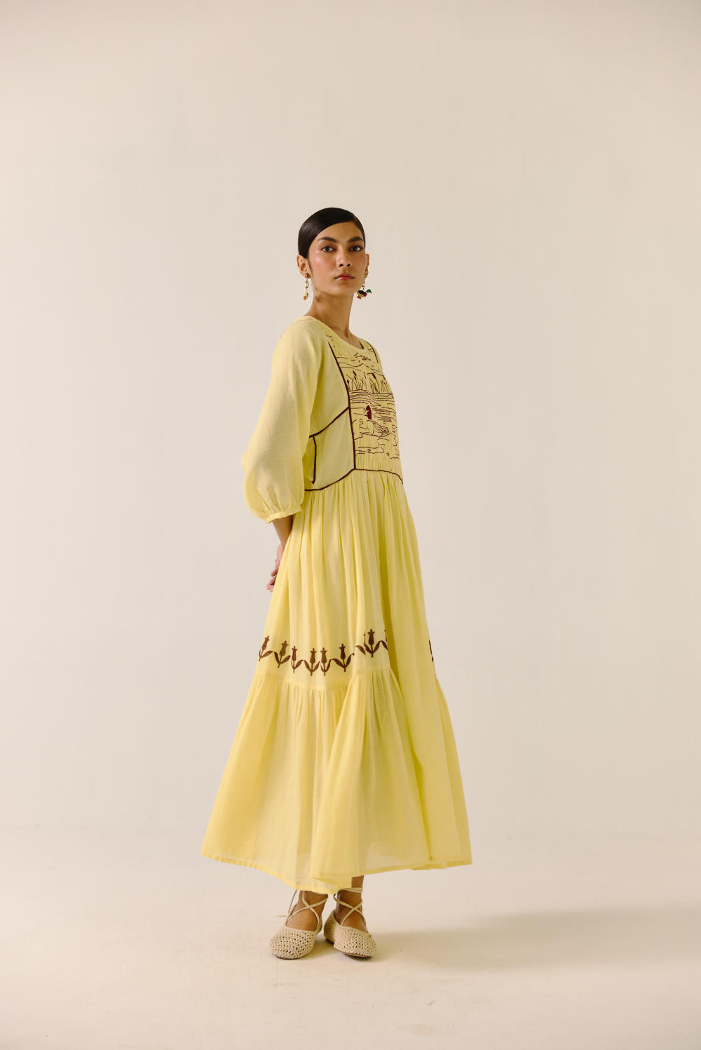 River Dress-Butter Yellow duck Emb
