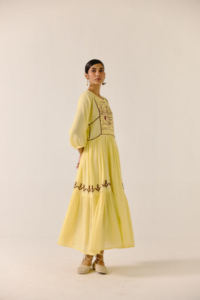 River Dress-Butter Yellow duck Emb
