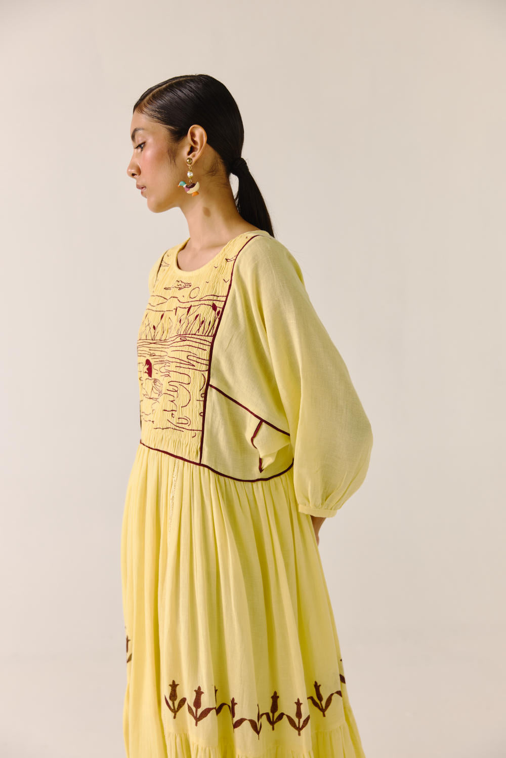 River Dress-Butter Yellow duck Emb