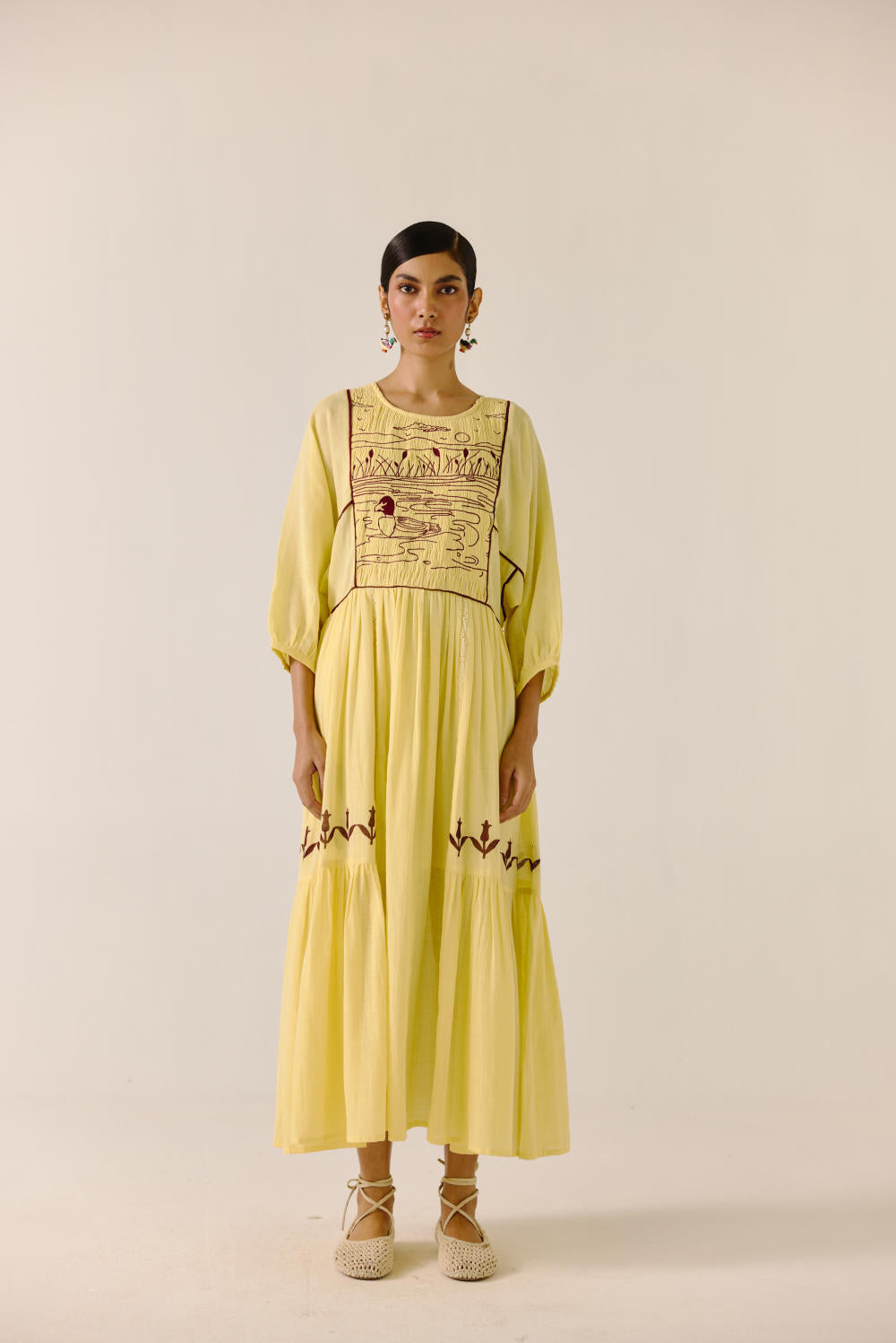 River Dress-Butter Yellow duck Emb