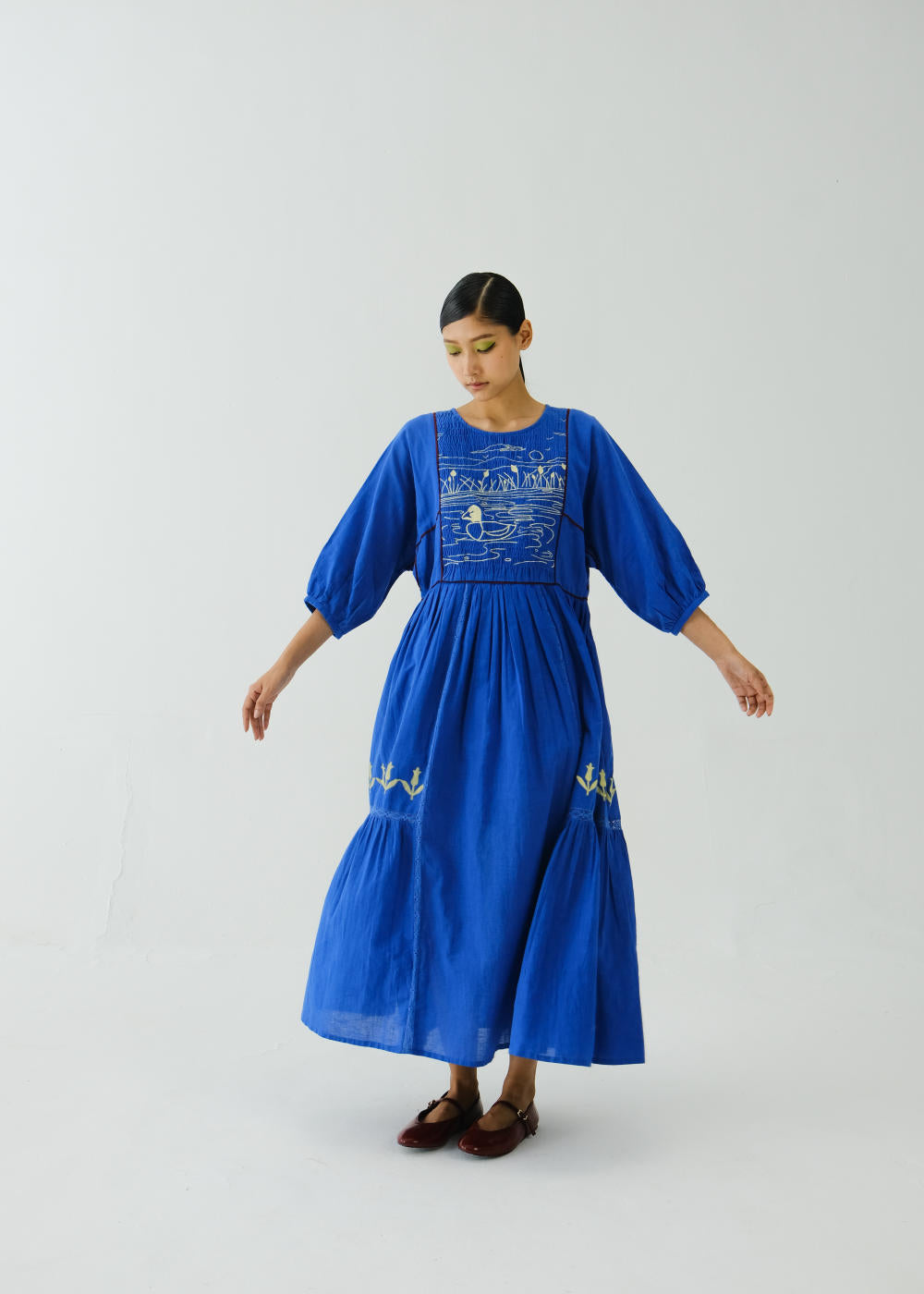 River Dress-Electric Blue Duck Emb