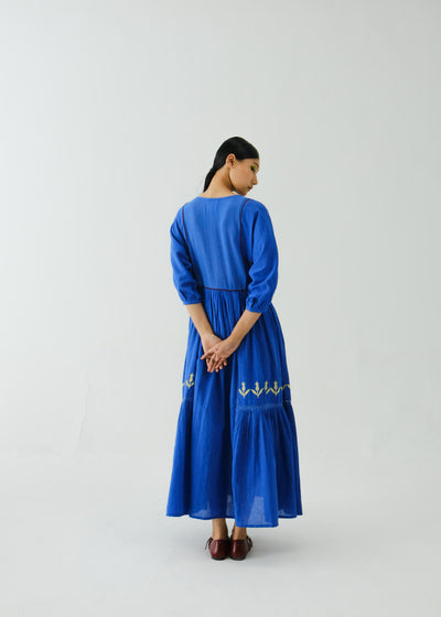 River Dress-Electric Blue Duck Emb