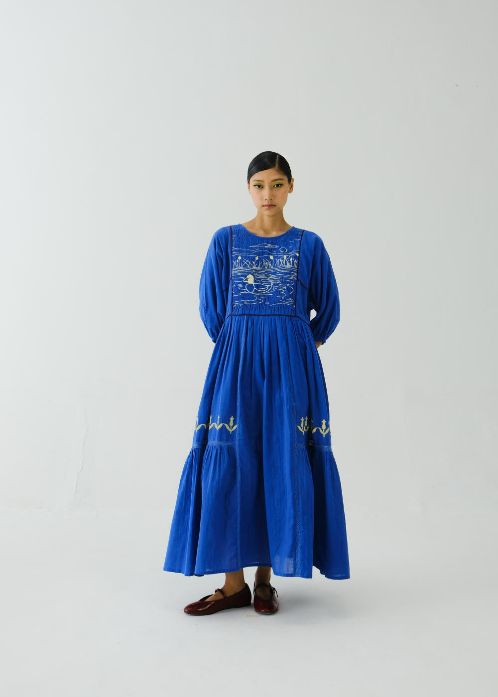 River Dress-Electric Blue Duck Emb