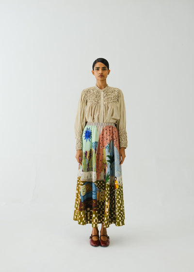 Roosted Shirt-IVORY (ELASTIC SMOCKING)