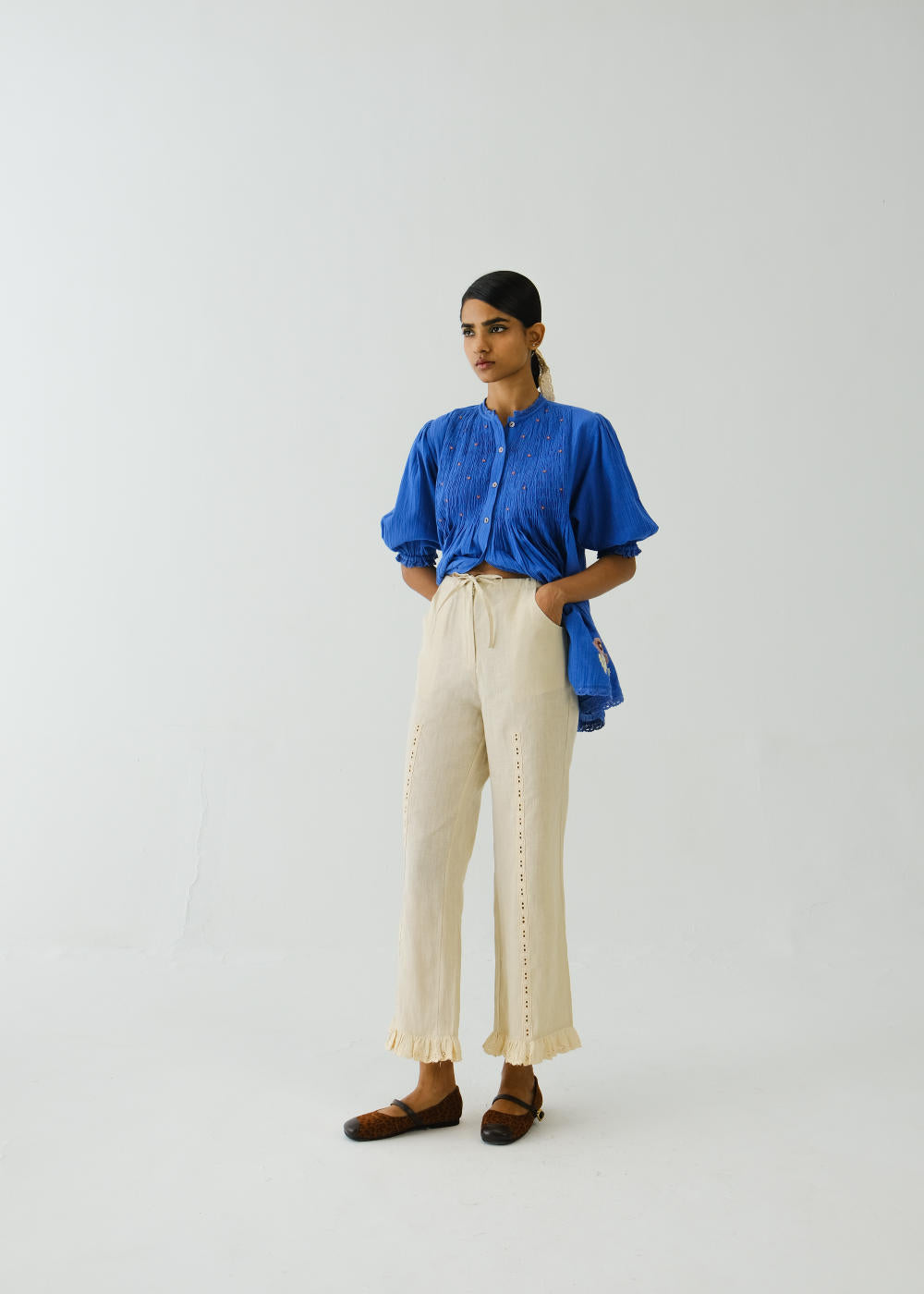 Ruffle Pants-Ivory