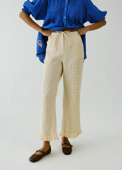 Ruffle Pants-Ivory