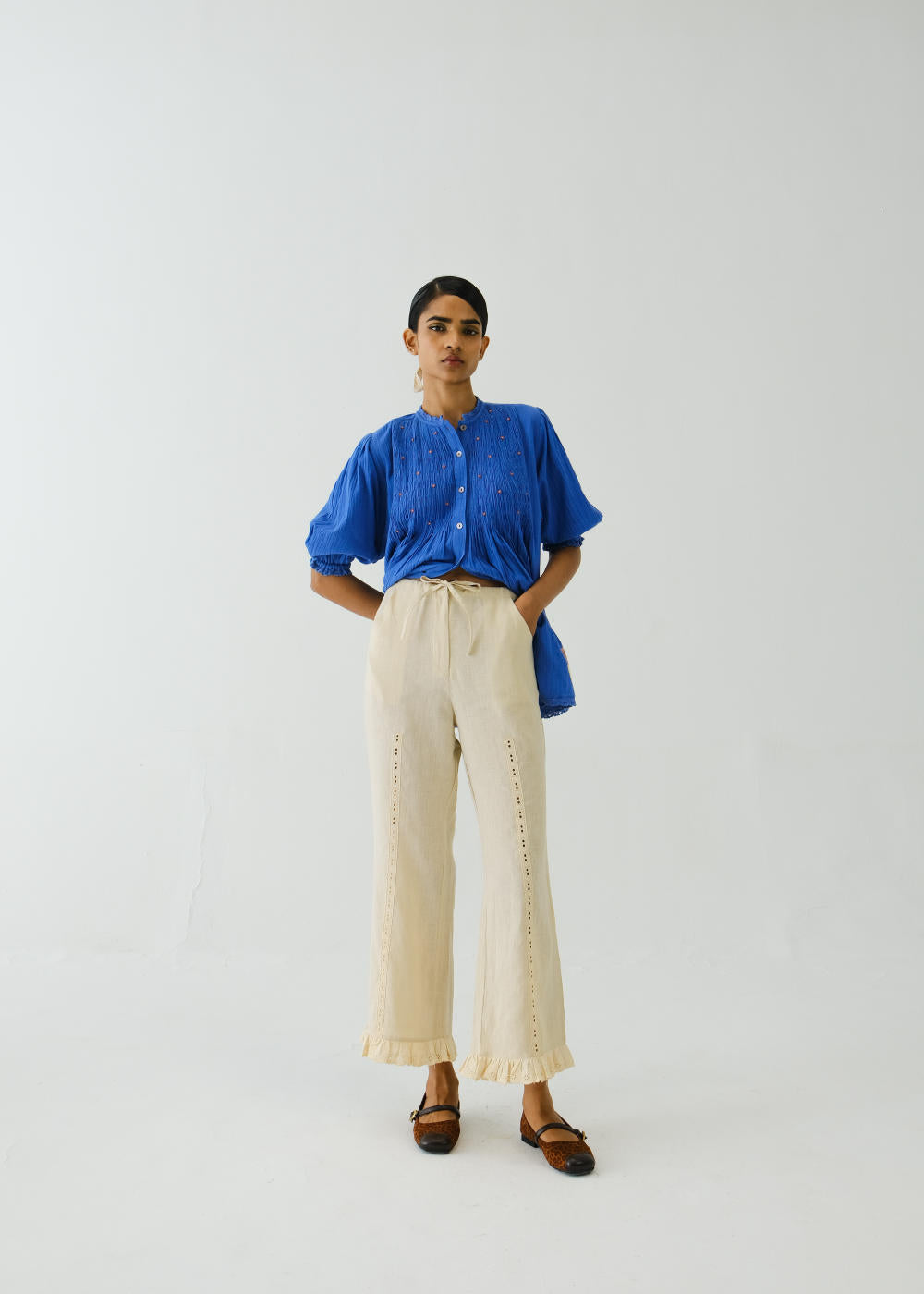Ruffle Pants-Ivory