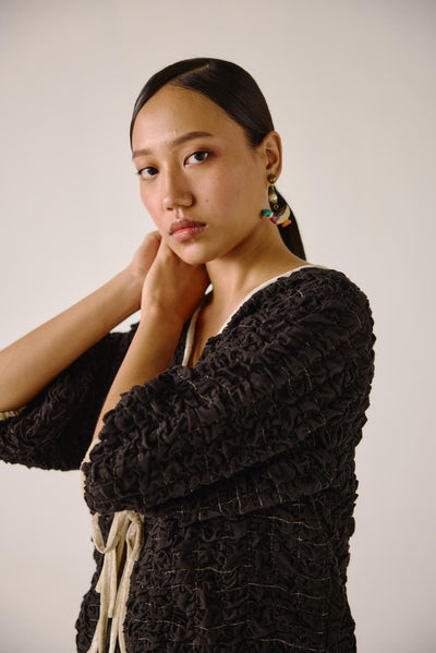 Ruffled top-Black