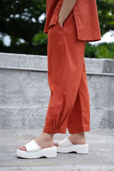 Rust Ekin Shirt & Hera Cotton Co-Ord Set (2 PCS)
