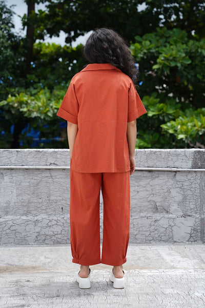Rust Ekin Shirt & Hera Cotton Co-Ord Set (2 PCS)