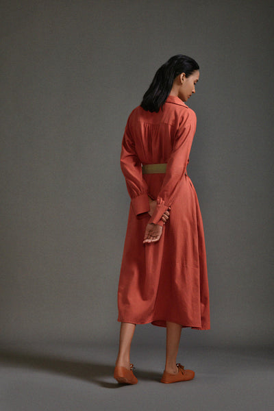 Rust Safari Belted Dress