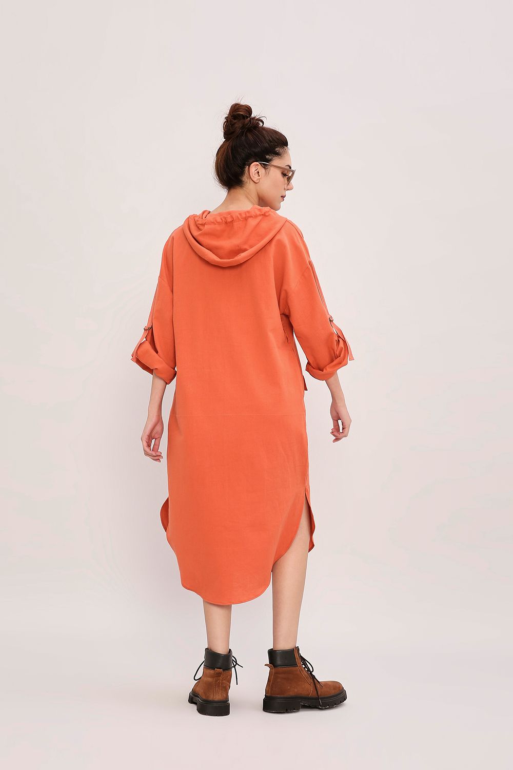 Rust Safari Pocket Hooded Dress