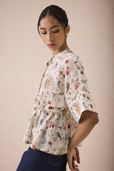 Rustic Beginnings Handspun Handwoven Organic Cotton Peplum Top
