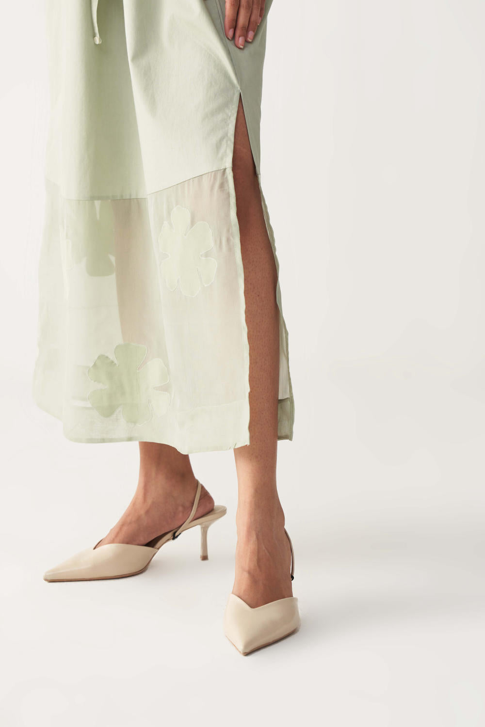DRAWSTRING PANEL DRESS-MINT