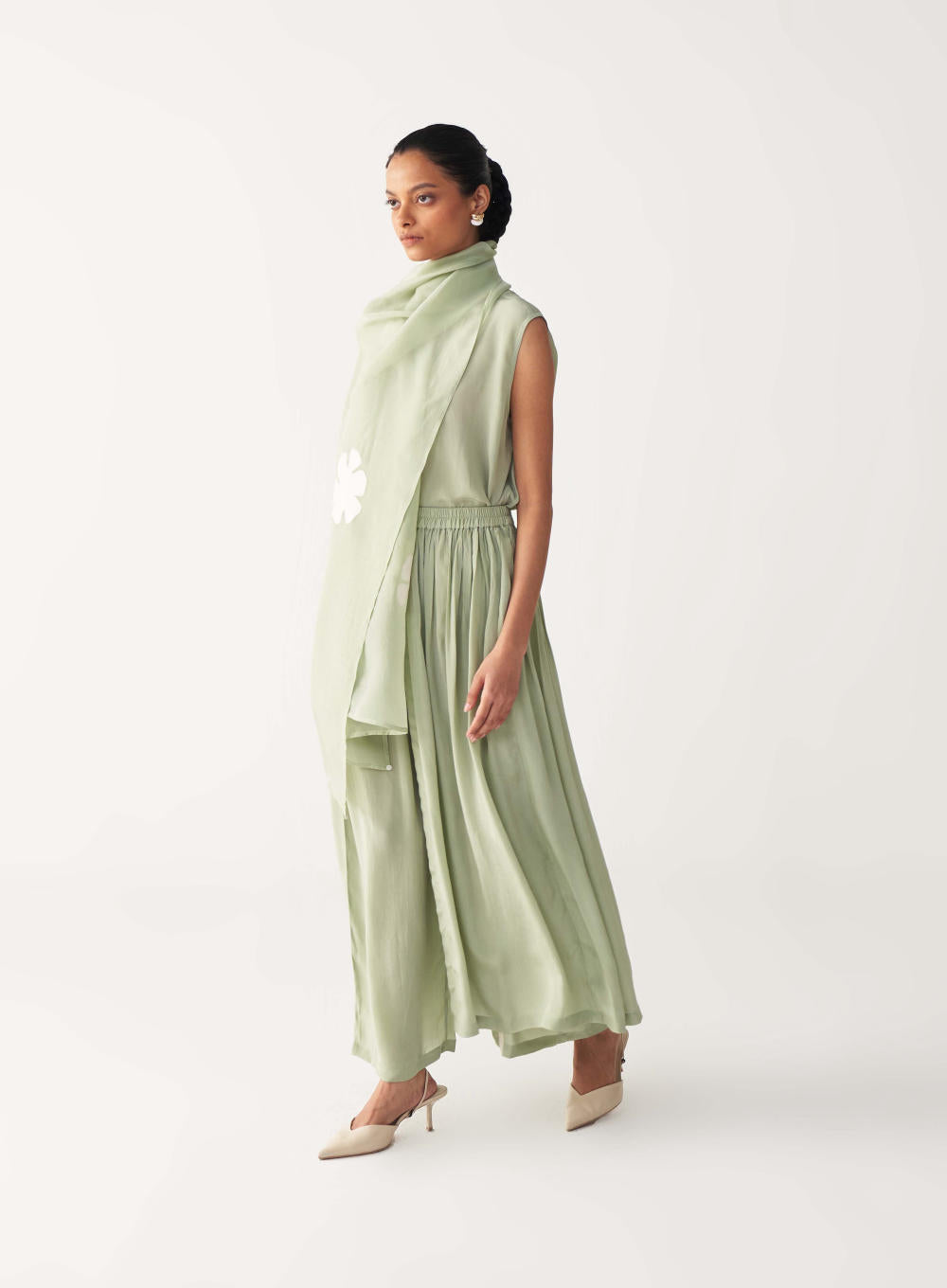 ROUND NECK TOP CO-ORD (SET OF 3)-MINT