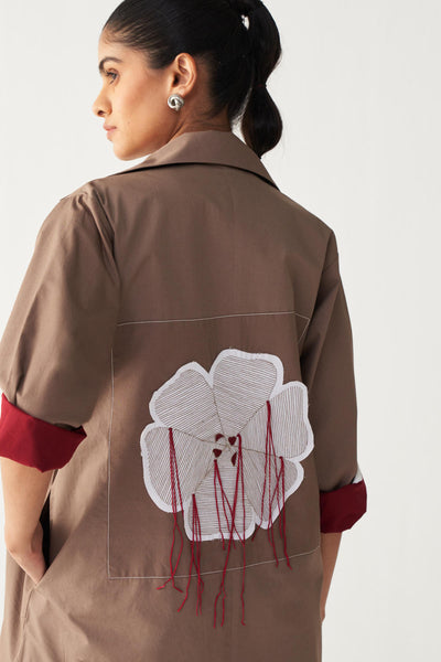 FLORAL  APP. PATCH JACKET-CEDAR