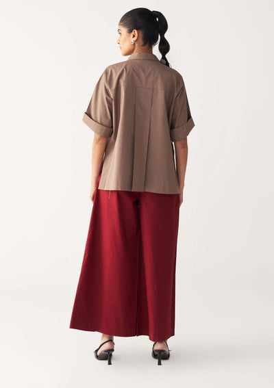 FLORAL FRINGE SHIRT CO-ORD-CEDAR & RED