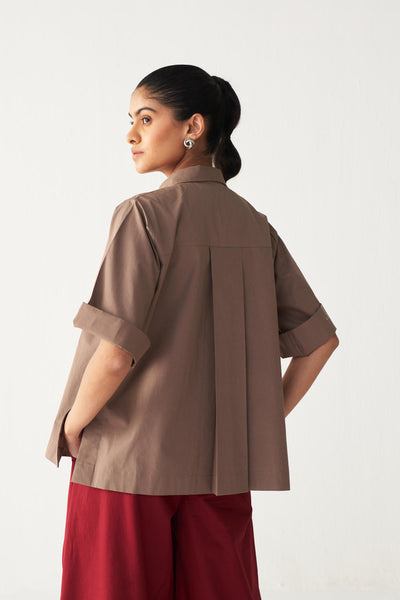 FLORAL FRINGE SHIRT-CEDAR