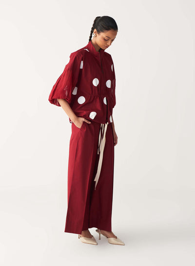 INVERTED BOX PLEAT BOTTOM-MADDER RED
