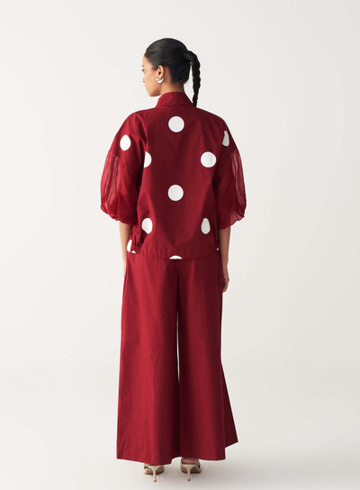 INVERTED BOX PLEAT BOTTOM-MADDER RED