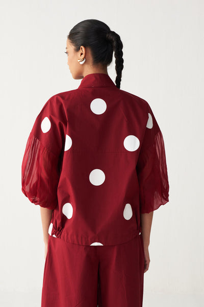 INVERTED BOX PLEAT BOTTOM-MADDER RED