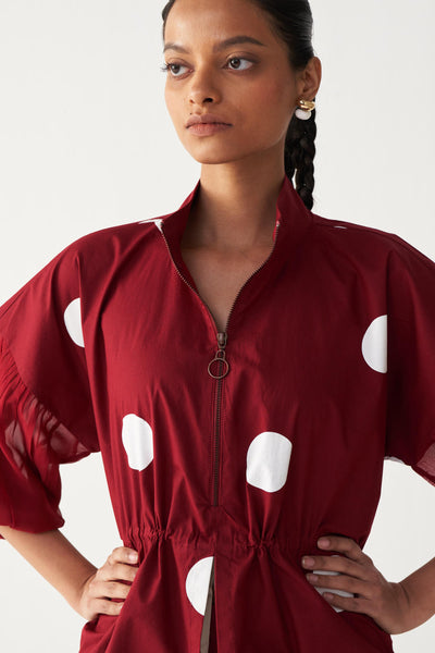 INVERTED BOX PLEAT BOTTOM-MADDER RED