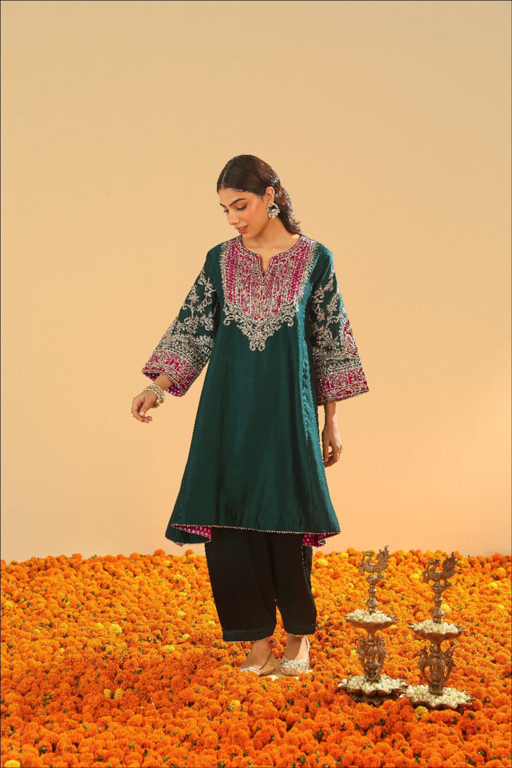 Mohsina Chauga with Salwar-Emerald green