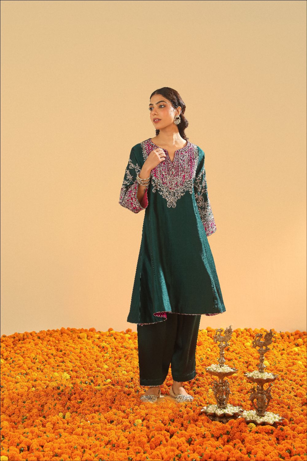 Mohsina Chauga with Salwar-Emerald green