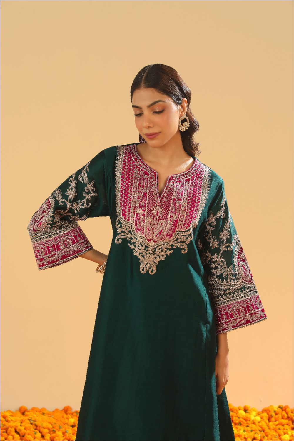Mohsina Chauga with Salwar-Emerald green