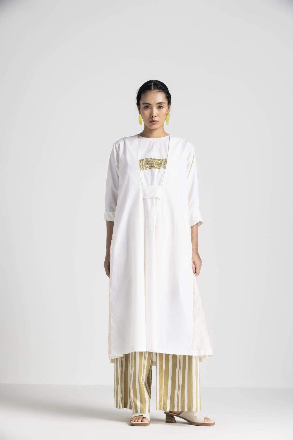BACK PLEAT DRESS CO ORD - MOSS GREEN