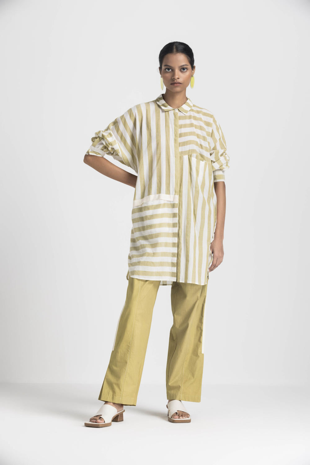 DRAWSTRING SHIRT CO ORD - MOSS GREEN