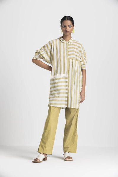DRAWSTRING SHIRT CO ORD - MOSS GREEN