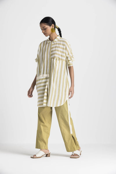 DRAWSTRING SHIRT CO ORD - MOSS GREEN