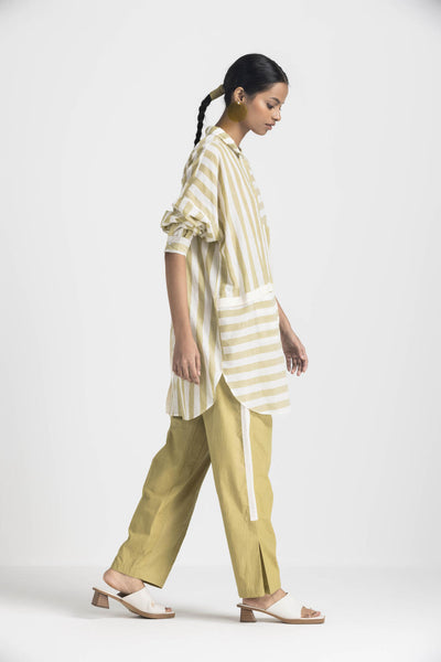 DRAWSTRING SHIRT CO ORD - MOSS GREEN
