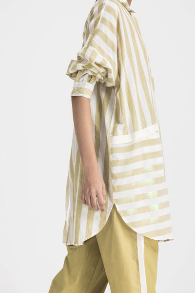 DRAWSTRING SHIRT CO ORD - MOSS GREEN